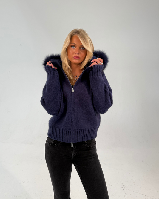 Fur Jacket - Navy Blue
