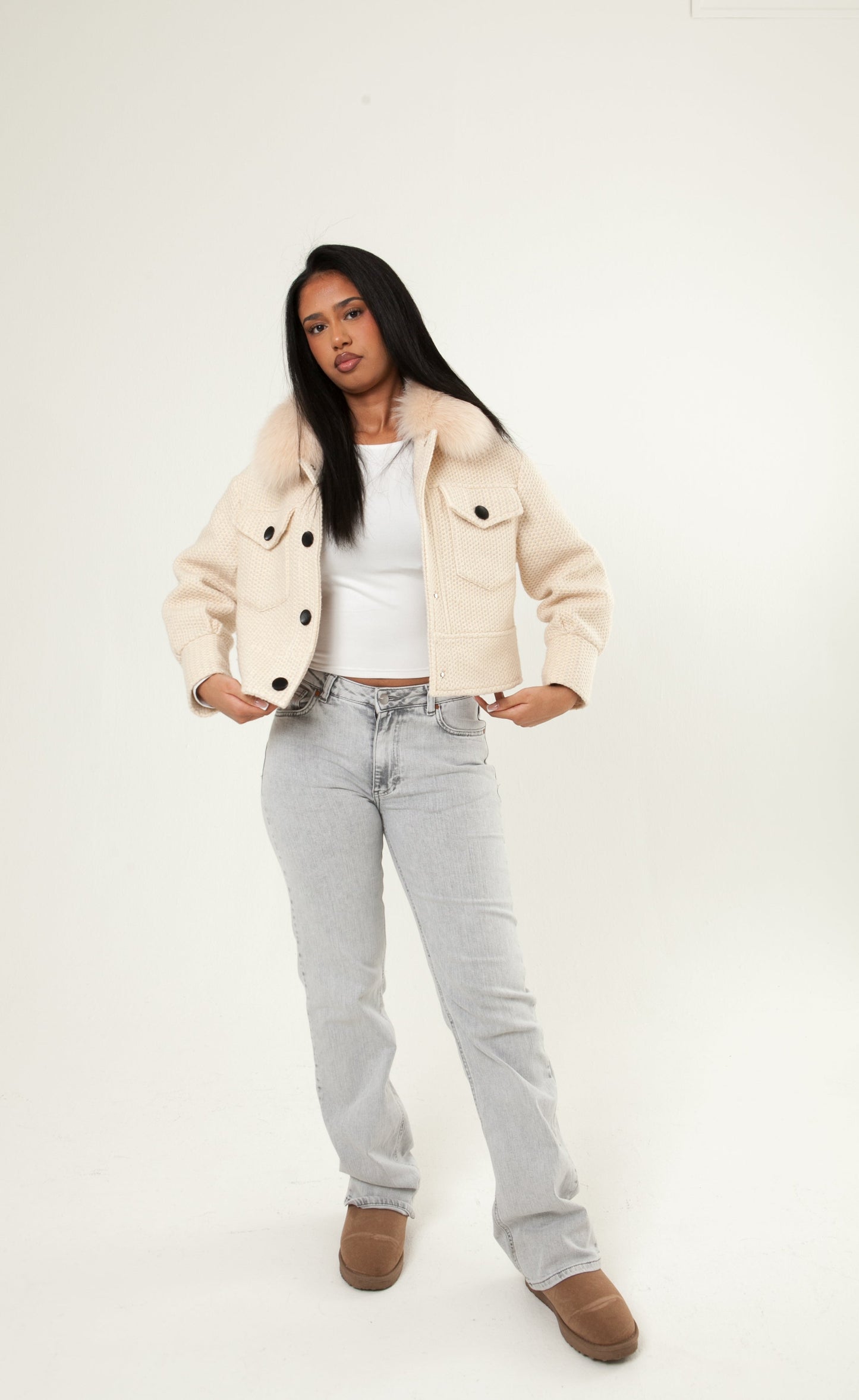 Button Up Wool Jacket - Off White